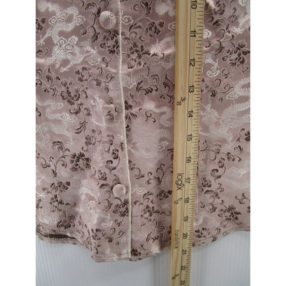 VINTAGE Gigi Clark Satin Embroidered Button Down Vest 90s Blouse - Picture 5 of 12